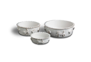 Dog Food & Water Bowls - French White - Le Pet Luxe