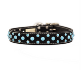 Cabochon Collar – Turquoise on Black Suede