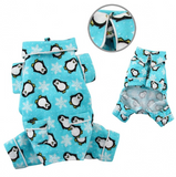 Penguins & Snowflake Flannel PJ with 2 Pockets - Turquoise - Le Pet Luxe