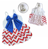 Red/White/Blue Large Bow Dog Sundress - Le Pet Luxe