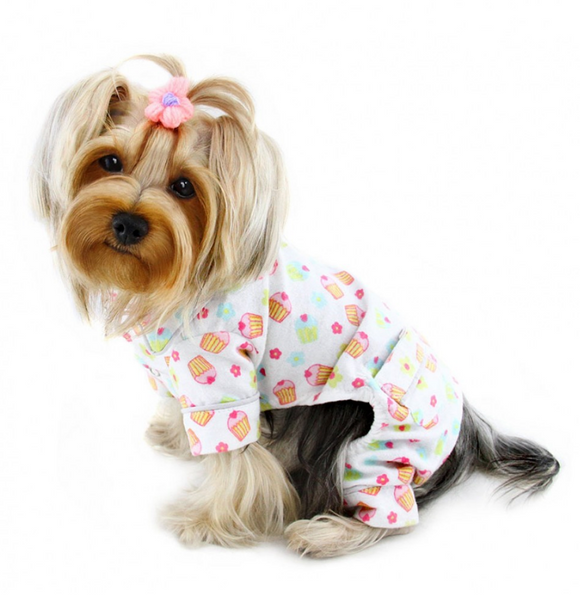 Cupcakes Fanatics Flannel Dog PJ with 2 Pockets - Le Pet Luxe