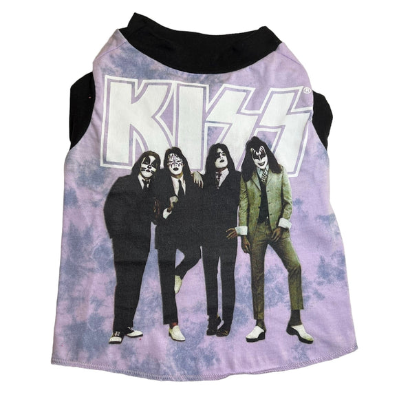 High Quality Upcycled Dog Tank - M- KISS PURP/BLK