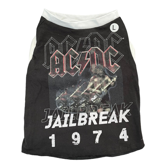 High Quality Upcycled Dog Tank - L ACDC WHITE