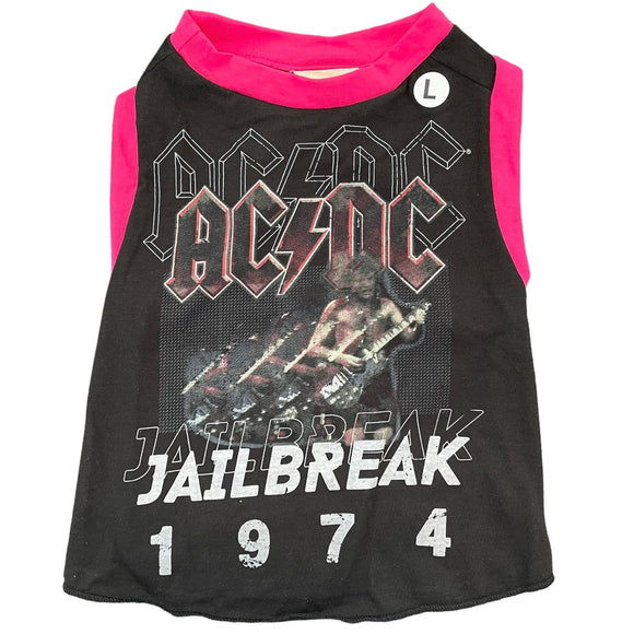 Top Dog Upcycled Tank - L ACDC PINK | Le Pet Luxe
