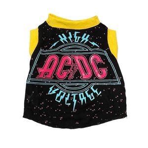 Upcycled Dog Tank - XS "ACDC VOLTAGE"