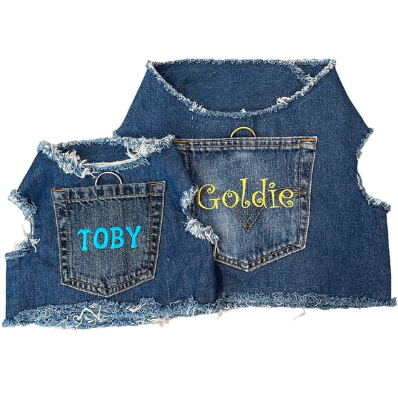 Personalized Denim Harness For Dog
