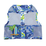 Cool Mesh Dog Harness Under the Sea Collection - Ocean Blue and Palms