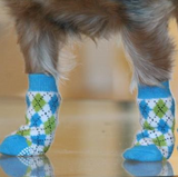 Non-Skid Dog Socks - Green Argyle