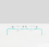 Green Edge Acrylic Double Bowl Feeder with Glass Bowls | Options