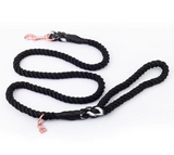 Rope Dog Leash - Black with Rose Gold & Charm