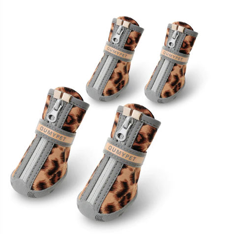 QUMY Small Breed Dog Boots - Leopard