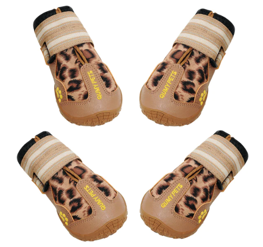QUMY Dog Shoes for Medium Large Breed - Leopard