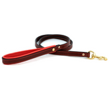 Padded Leather Leash Red