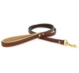 Padded Leather Leash - Burgundy & Red