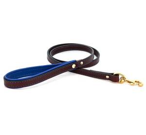 Padded Leather Leash - Burgundy & Red