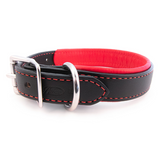 Padded Leather Collar - Black and Pink