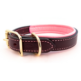 Padded Leather Collar - Black and Red