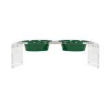 Small Clear Double Dog Bowl Feeder with Color Bowls