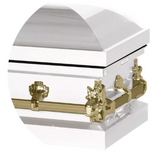 Steel Pet Casket - White & Gold