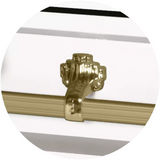 Steel Pet Casket - White & Gold