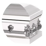 Steel Pet Casket - White & Silver (Pink interior)