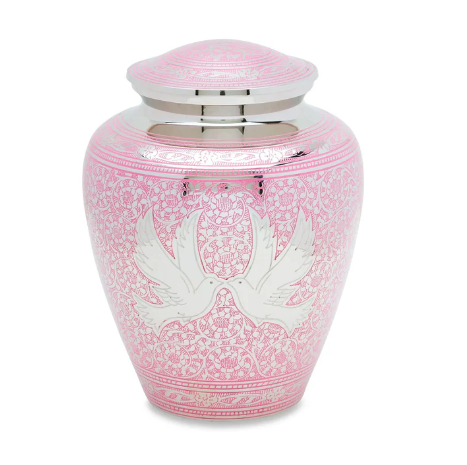 Dove Brass Urns - Pink Loving Doves