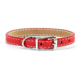 Tuscan Mini Leather Dog Collar - Red