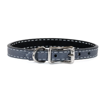 Tuscan Mini Leather Dog Collar - Slate Grey