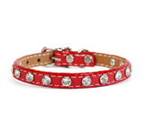 Tuscan Mini Leather Dog Collar in White - Crystallized