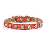 Tuscan Mini Leather Dog Collar in Light Blue - Crystallized