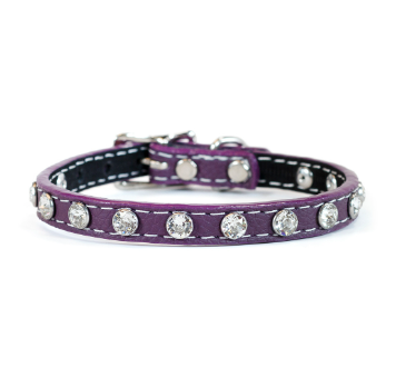 Tuscan Mini Leather Dog Collar in Purple - Crystallized