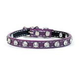 Tuscan Mini Leather Dog Collar in Slate Grey - Crystallized