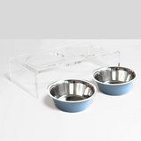 Clear Double Pet Bowl Feeder with 2 Tone Bowls | Options