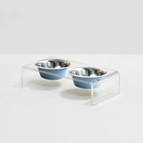 Clear Double Pet Bowl Feeder with 2 Tone Bowls | Options