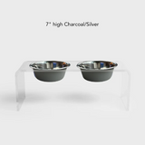 Clear Double Pet Bowl Feeder with 2 Tone Bowls | Options