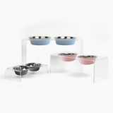 Tall Double Pet Bowl Feeder with 2 Tone Bowls | Options