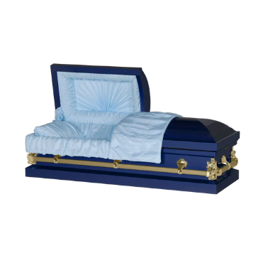 Steel Pet Casket - Dark Blue & Gold