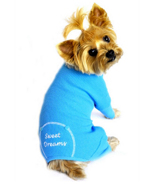 Sweet Dreams Thermal Dog Pajamas - Blue