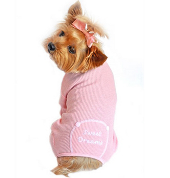 Sweet Dreams Thermal Dog Pajamas - Pink