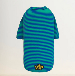 VIP Baby Dog Tee - Striped Teal