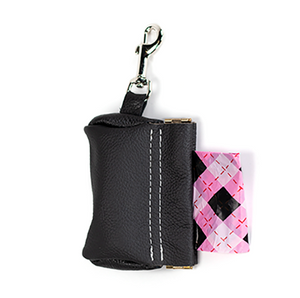 Leather Poop Bag Pouch - Black