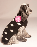 Black Polka Dot Pink Flower Dog Sweater - Le Pet Luxe