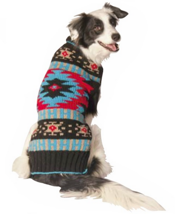 Black Southwest Shawl Collar Dog Sweater - Le Pet Luxe