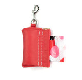 Leather Poop Bag Pouch - Red