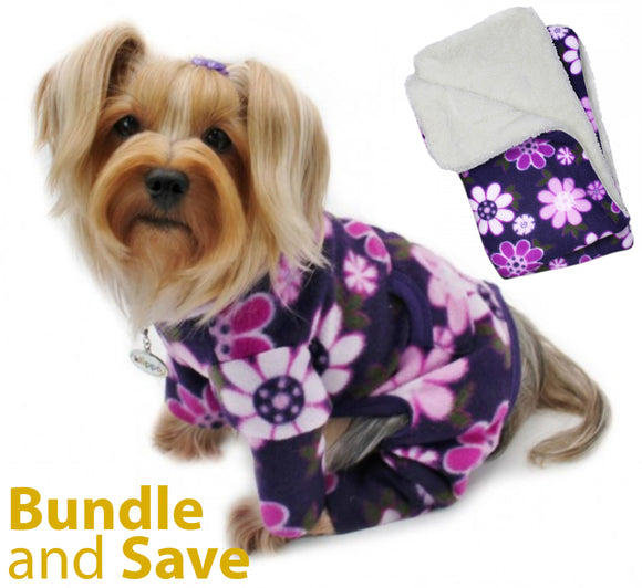 Midnight Garden Fleece Pajama with 20% OFF Blanket Bundles - Le Pet Luxe