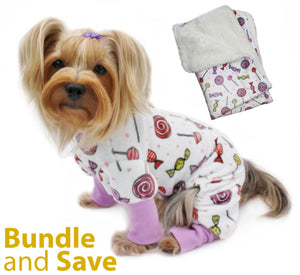 Ultra Soft Minky Sweet Candies Dog Pajama with 20% OFF Blanket Bundles - Le Pet Luxe