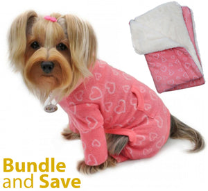 Blush of Love Fleece Pajama with 20% OFF Blanket Bundles - Le Pet Luxe