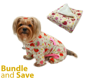 Yummy Strawberry Fleece Turtleneck Pajamas with 20% OFF Blanket Bundles