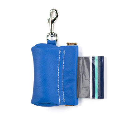 Leather Poop Bag Pouch - Cobalt Blue