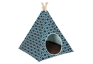 Teepee Tent Pet Bed- Moroccan Navy - Le Pet Luxe